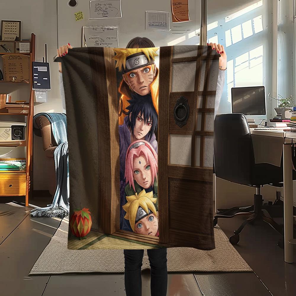 1PC Naruto Fire Determination Patterned Flannel Blanket Suitable For All Seasons For Home Decor Warmth And Comfort Gifts Holiday Present
