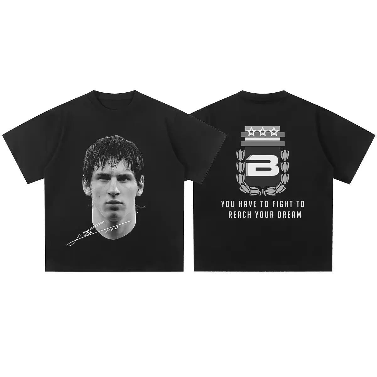

Y2K Messi Neymar CR7 Oversized T-shirt Football Streetwear Summer Men s Women s Retro Fashion Cotton Top Unisex 4XL