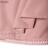 ZANZEA Damen Freizeit Bluse mit eckigem Ausschnitt Sommer Halbarm