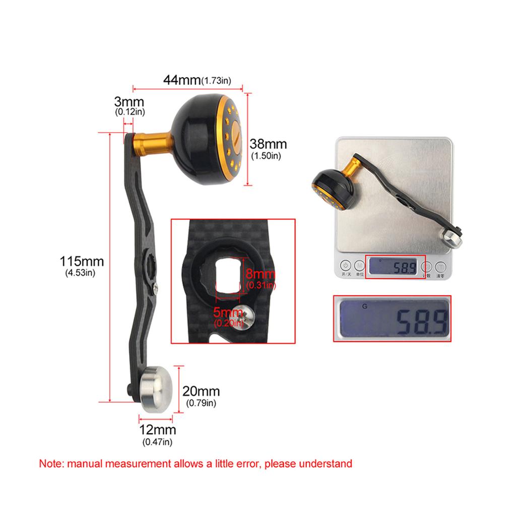Fishing Reel Handle Aluminium Alloy Handle Double Color Handle For Baitcasting Hole Size 8x5mm Length 115 MM