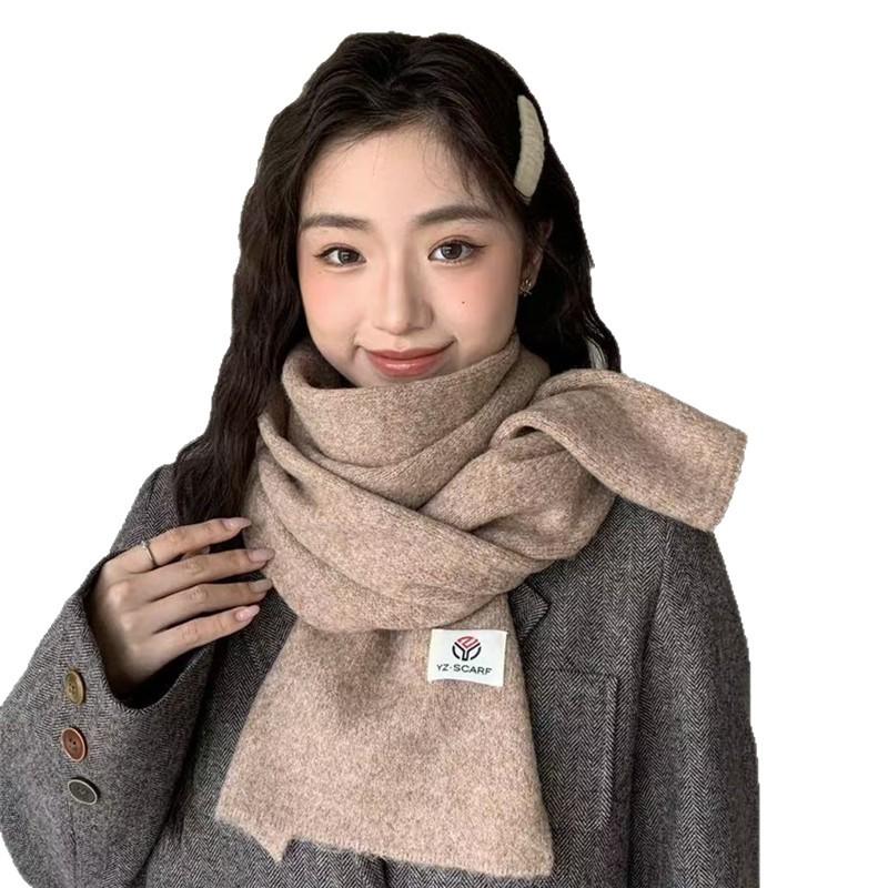 New Korean Style Knitted Solid Color Scarf for Women Autumn and Winter Wool Blended Wool Soft and Versatile Student Scarf