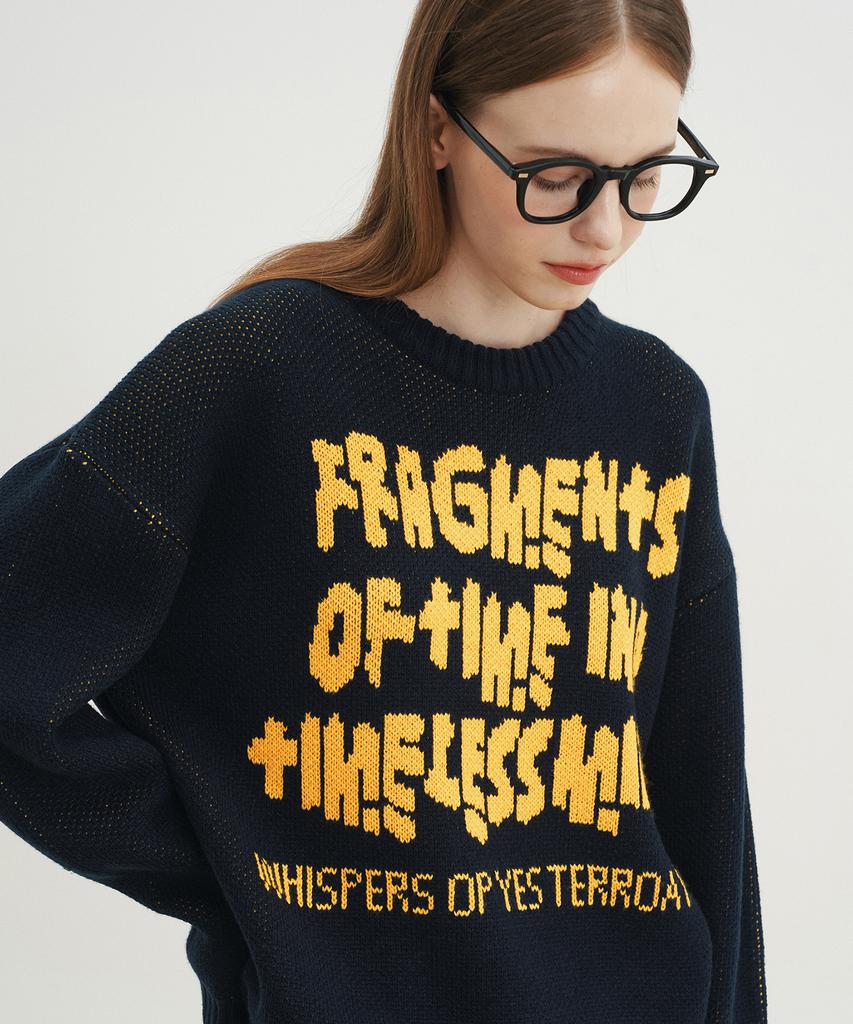 BLOND9 Timeless Jacquard Lettering Knit_Navy:Yellow