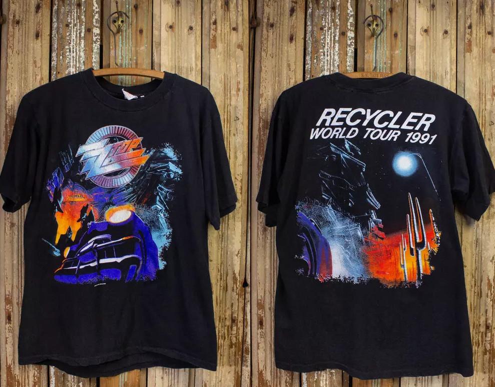 Vintage 1991 ZZ Top Recycler World Tour Concert T-shirt, Size S-4XL