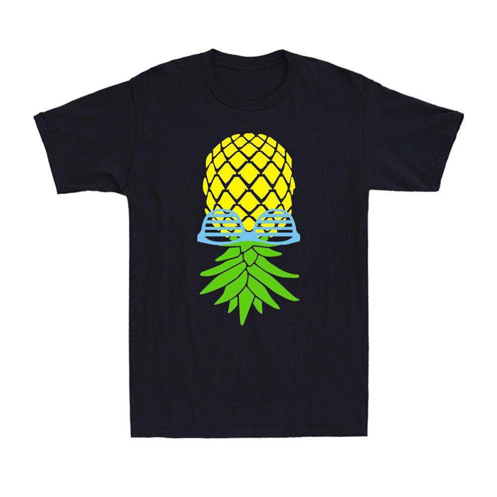 Upside Down Pineapple Shirt Swinger Pineapple Funny Graphic Unisexs TShirt Black S