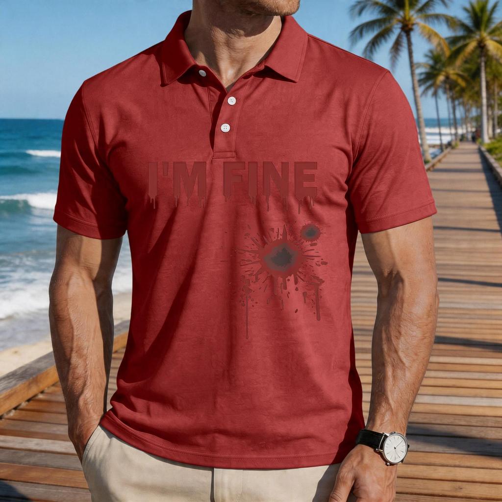 Men's Casual Short Sleeve Polo Shirt Loose Fit Halloween Graphic Print Lightweight Comfortable Top for Everyday Wear