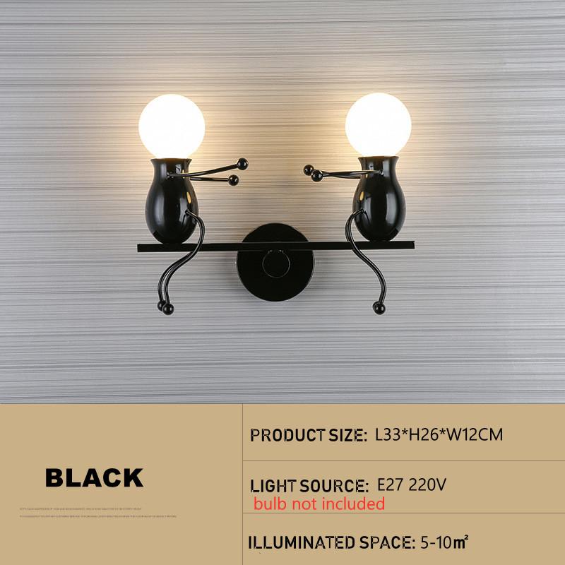 Kreative Humanoide LED Wandleuchte E27 Eisen Cartoon Kleiner Mann Schaukel Wandlampe Kunstdekor für Schlafzimmer Kinderzimmer Wandleuchte Beleuchtung