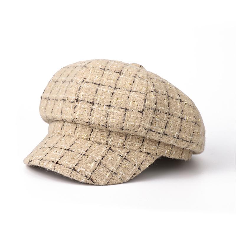 Women's Winter Hat Octagonal Plaid Retro Beret Newsboy Cap Autumn Winter Hats For Women Fashion Design Ladies Hat New Boina