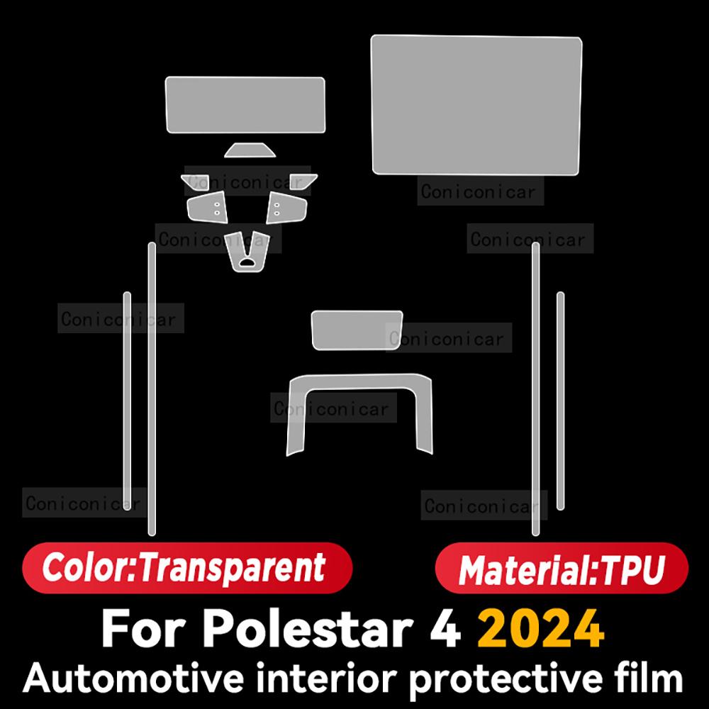 

For POLESTAR 4 2024 Car Interior Protection Anti-Scratch Film trument Center Control Navigation Screen Sticker A