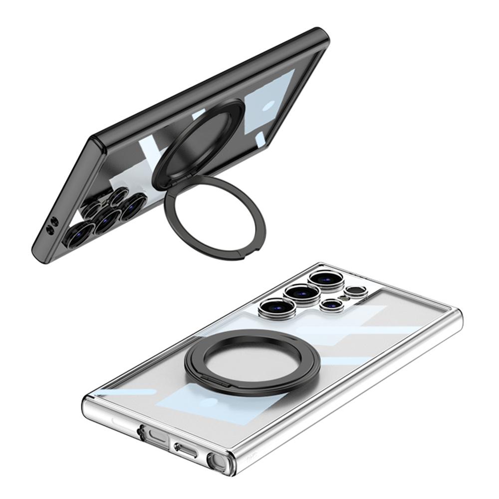 For Samsung Galaxy S24 Ultra Magnetic Case with Kickstand TPU+PC Clear Phone Back Cover