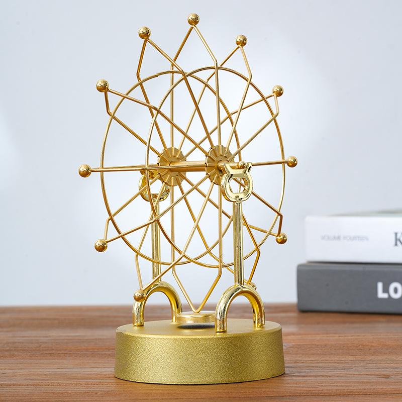 Golden Ferris Wheel Perpetual Motion Metal Ornament for Home Decor