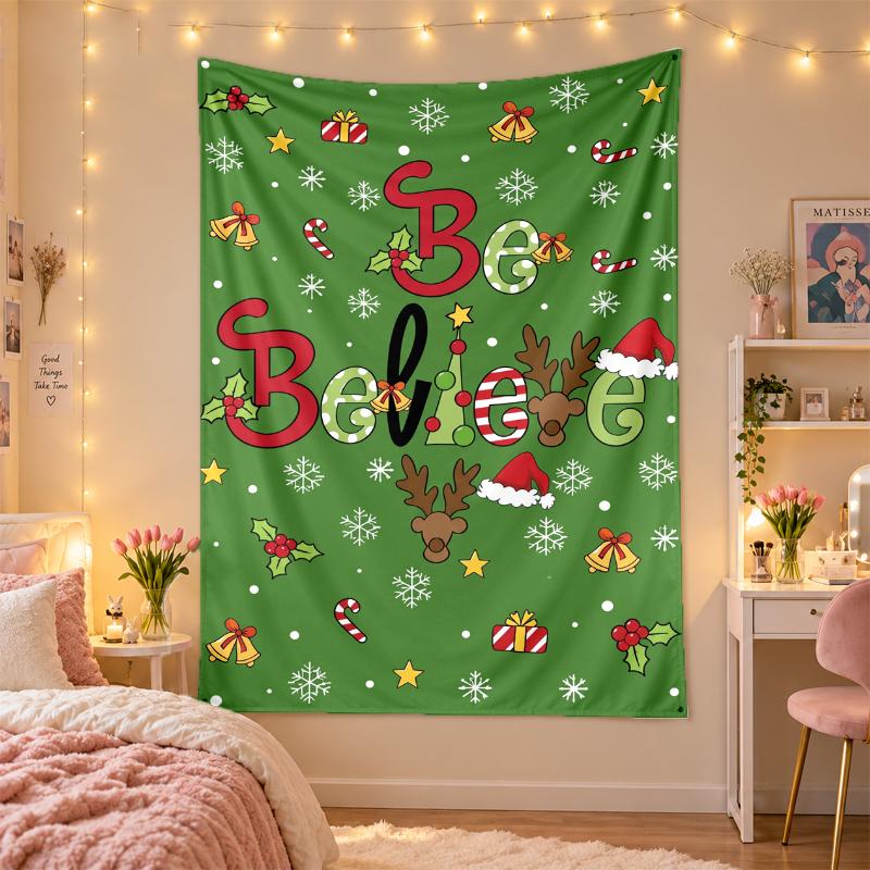 Christmas Printed Tapestry Wall Hanging For Bedroom Living Room Wall Decor Holiday Gift