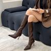 Fashion 2025 New Women's High Heels Pointed Knee-length Female Boots Comfortable Stiletto Heel Soft Leather Women Shoes Zapatos De Mujer