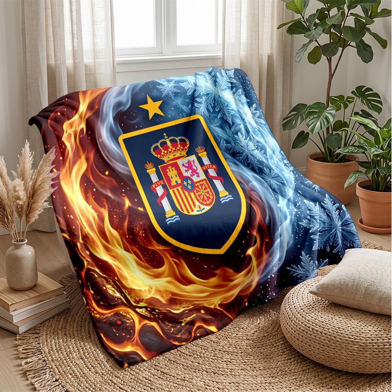 Spanien Fußball Bedruckte Flanelldecke Hautfreundlich Warm Dekorativer Überwurf für Innen Couch Bett Tägliche Nutzung