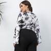Tie-dye V-neck Long Sleeve for Women Criss-cross Back Tie Knot Short T-shirt Fashion Sexy Plus Long Sleeve Breathable Lightweight Comfortable Top