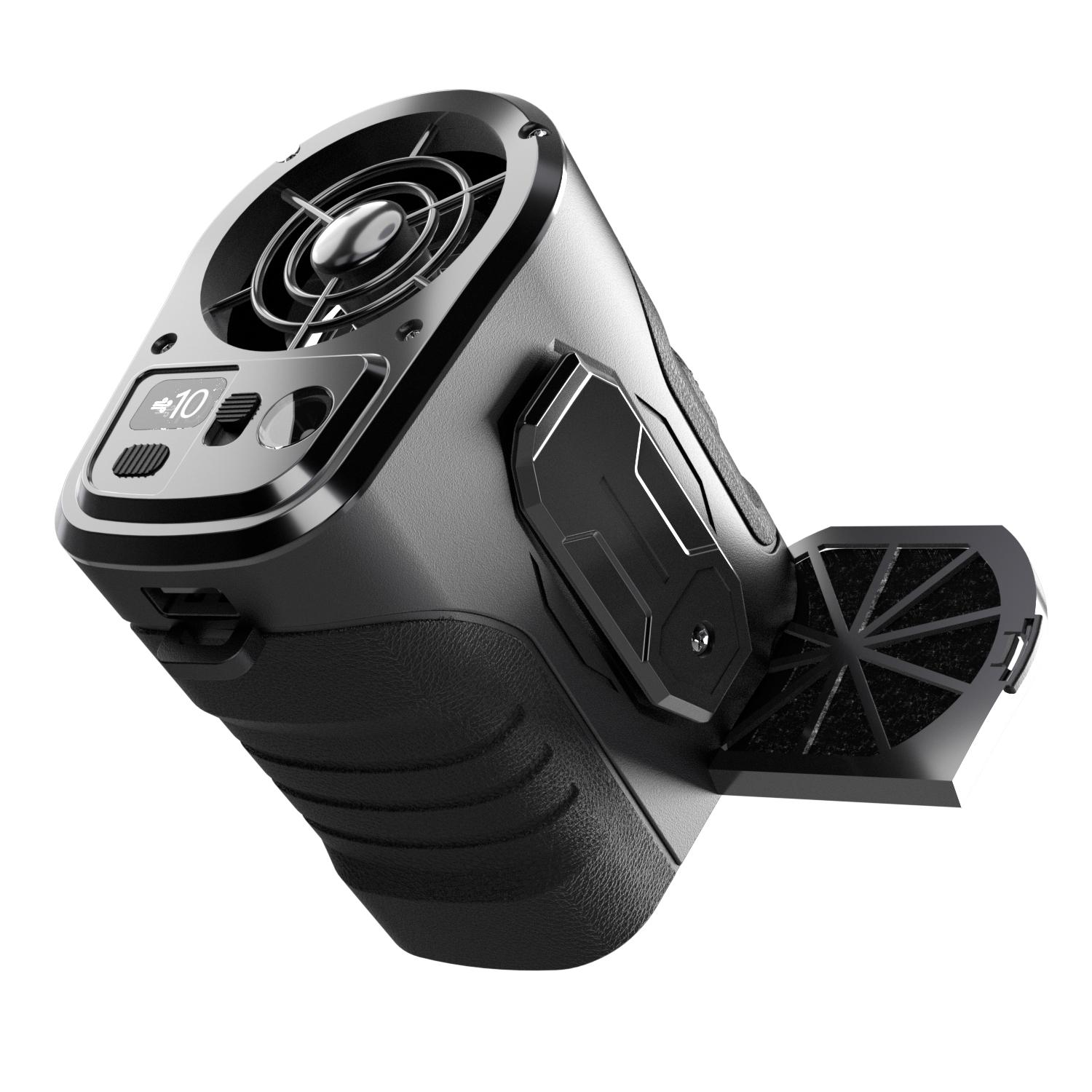 

G10 Portable Waist Fan 5-Speed Settings Rechargeable Mini Clip-On Cooling Fan Power Bank with LED Light Black