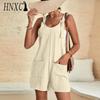 HNXC Women's Fashion Casual Solid Color Print Summer Spring Sleeveless Suspenders Trousers Jumpsuits & Rompers