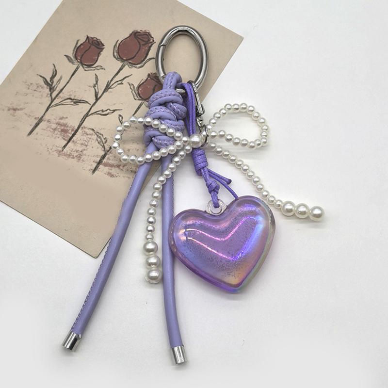 Heart Bow Woven Rope Cute Bag Pendant Keychain Jewelry Gift For Women Decoration Accessories