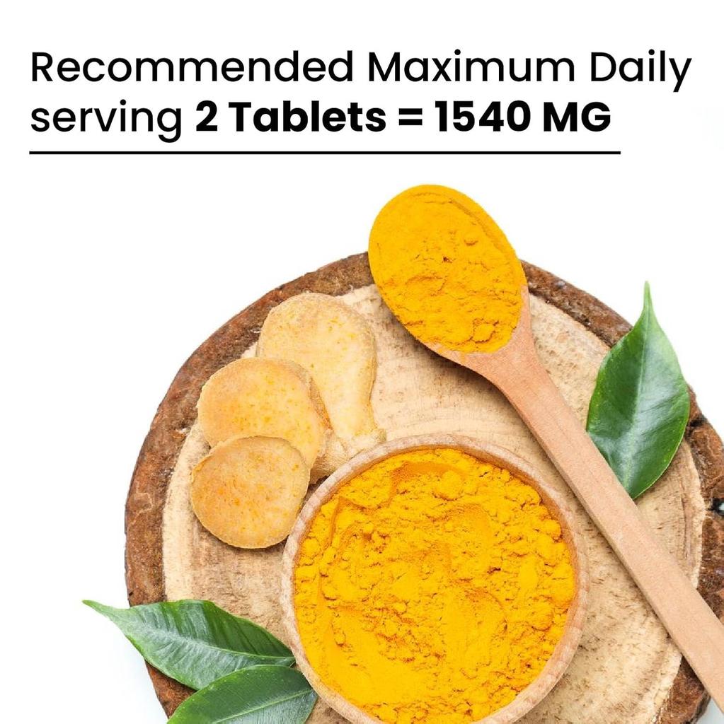 Vlados Himalayan Organics Bio-Kurkuma-Tabletten 1500 mg+ mit schwarzem Pfeffer 60 pflanzliche Tabletten für Erwachsene