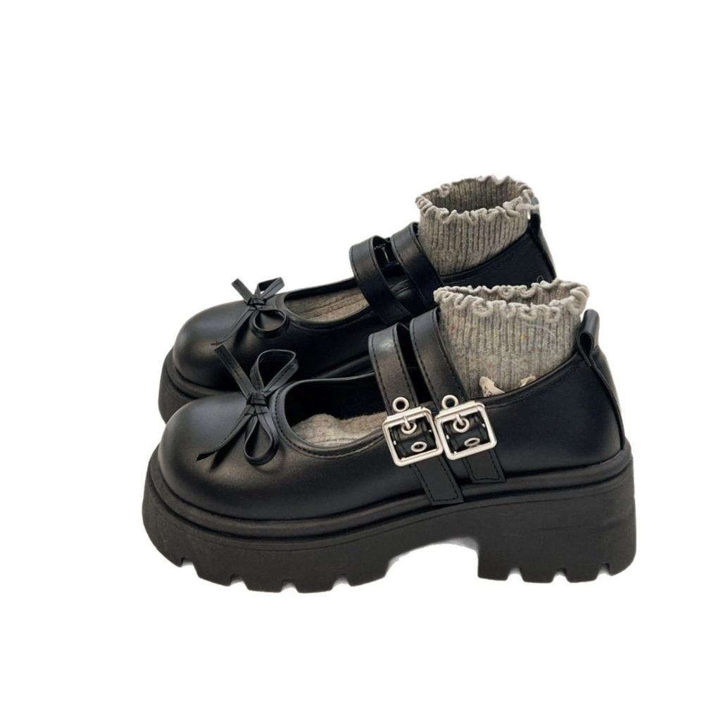 Platform bow small leather shoes women's spring and summer 2025 new retro Japanese jk British Mary Jane single shoes