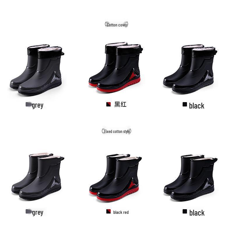 Men's Fleece-Lined Waterproof Rubber Rain Boots - Non-Slip, Warm, Outdoor, and Kitchen Safe