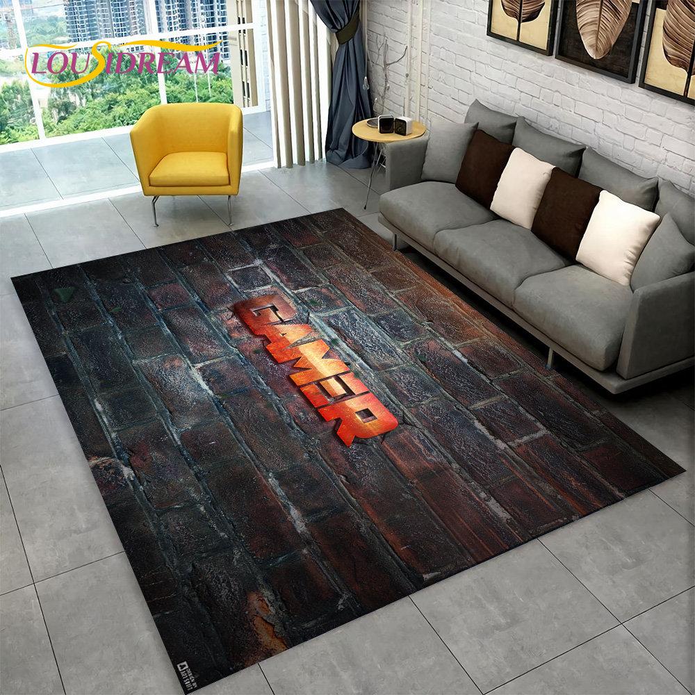 3D Cartoon Gamer Game Over Area Rug,Carpet Rug for Living Room Bedroom Sofa Playroom Doormat Decor,Kids Play Non-slip Floor Mat