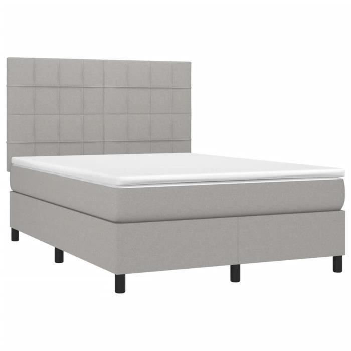 VidaXL Lit à sommier tapissier avec matelas Gris clair 140x200cm Tissu - Modèle 3141777