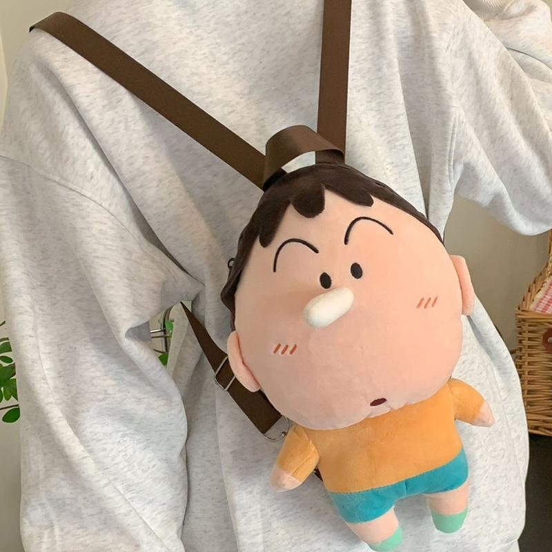 Anime Crayon Shin Chan Backpack Cute Plush Cartoon Crayon Shin Chan Stuffed Toys Bag Accompany Dolls Bedroom Decoration Gift