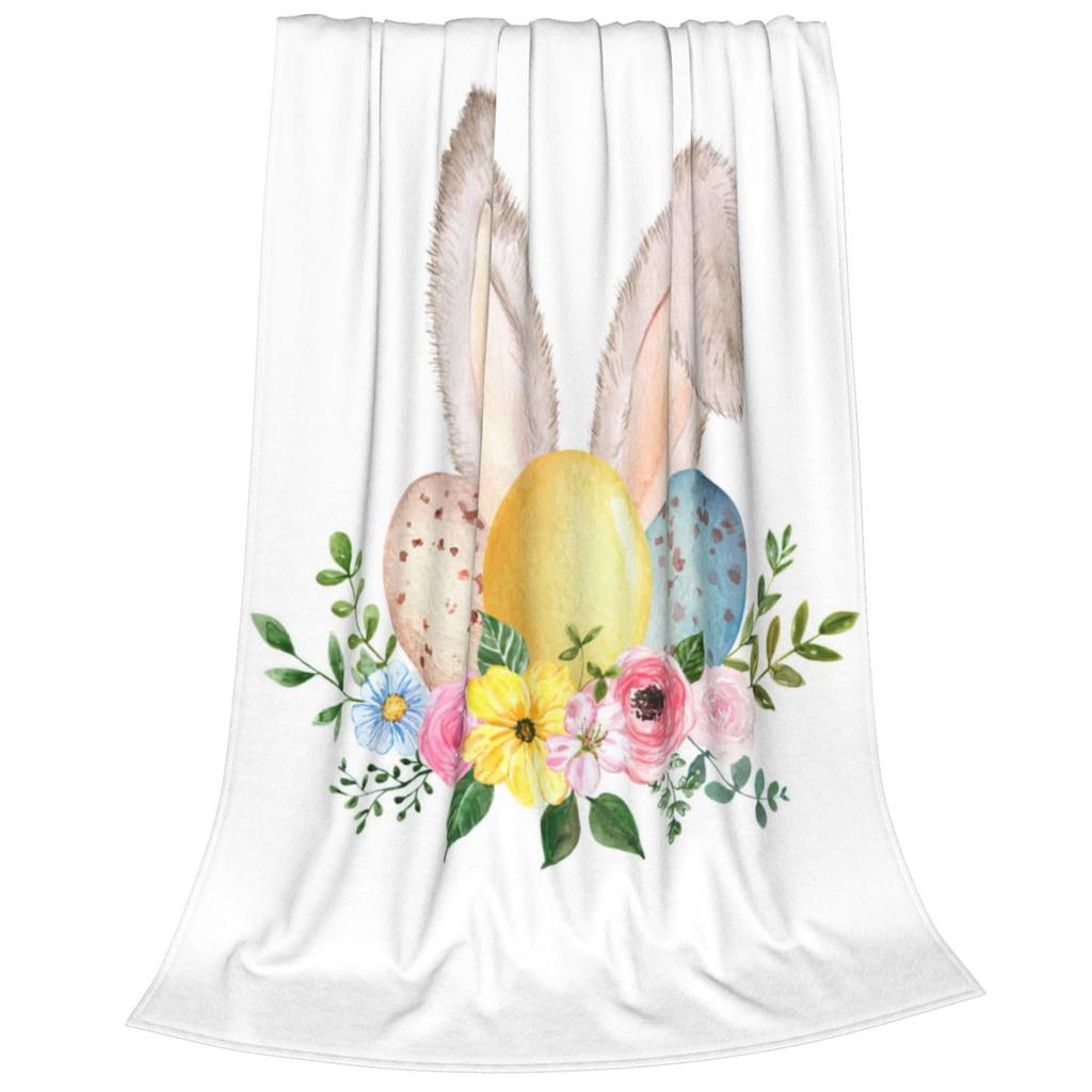 Cute Easter Bunny Blanket Soft Lightweight White Blanket Bedroom Sofa Blanket