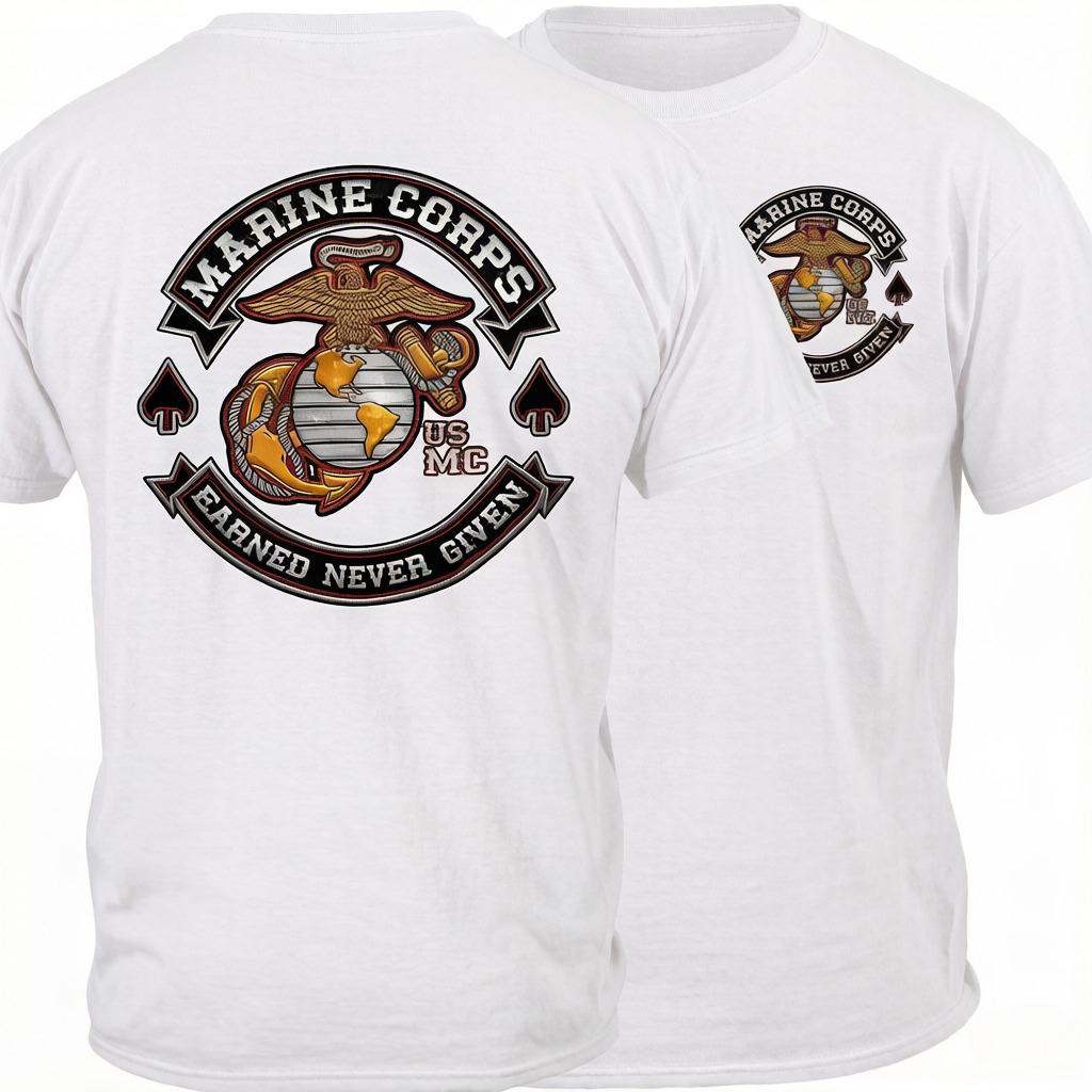 US Marine Corps Eagle Globe Anchor Badge Motto T Shirt High Quality Cotton Large Sizes Breathable Top Loose Casual Tshirt