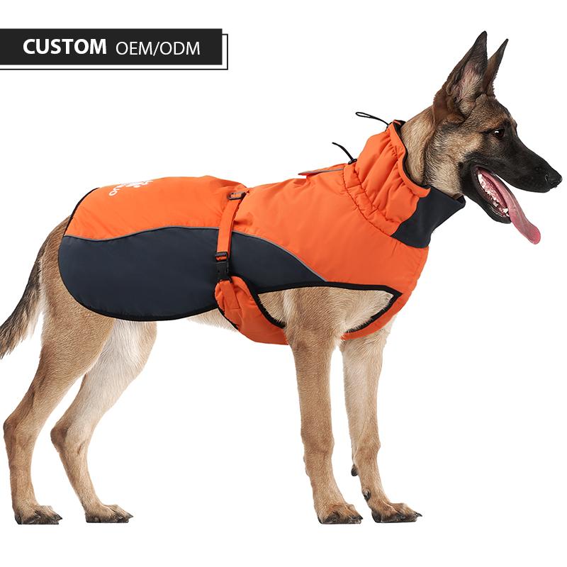 High Quality Orange Adjustable Bust Windproof Comfortable Waterproof Warm with Reflective Strips Pet Clothes