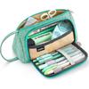 3-compartment Green Pencil Case, with Stand, Makeup Bag for Girls/teens, School/office