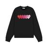 Relaxed Fit Cotton Sweatshirt With Heart Print Long Sleeve Crew Neck Fleece Lined Unisex Winter Casual Top