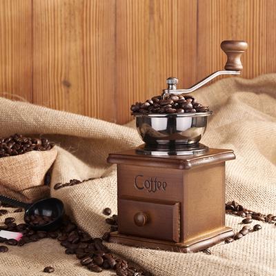 Moulin à café manuel JMJM Mini moulin à café en grains d'épices de style vintage Moulin à main à manivelle en bois Manuel Cuisine