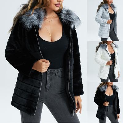 Women's  And Winter Solid Color Hooded Plush Zip Coat Jacket