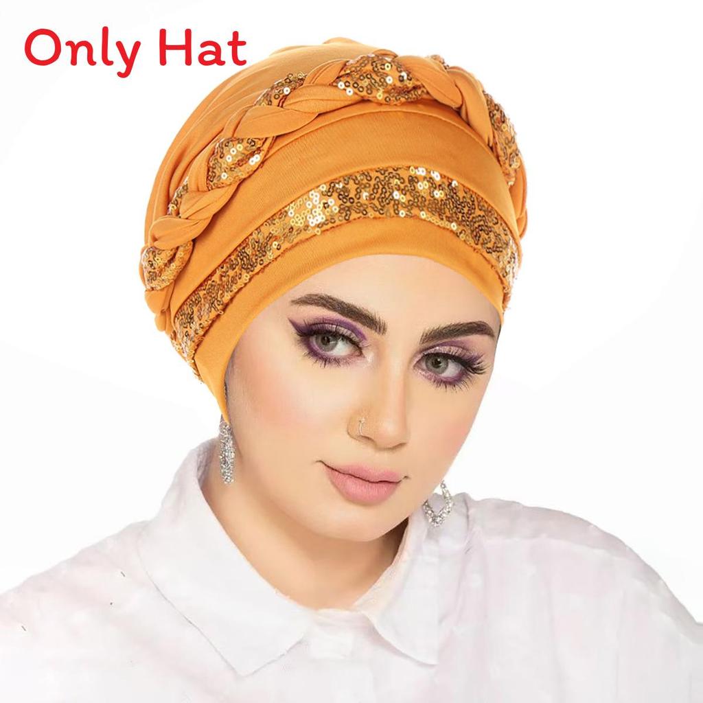 Casual Polyester Knit Headscarf Hat With Embroidered Braid For Autumn Wear