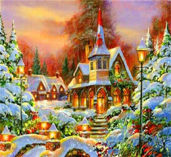 RUOPOTY Painting By Numbers Winter Landscape Hand Painted Art Gift DIY Picture By Number Christmas Kits Home Decoration