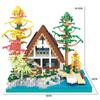 Creative Center Log Cabin Building Blocks DIY City House Model Constructor Micro Blocks Christmas Bricks Toys for Children Gift