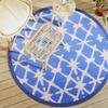 VidaXL Outdoor Rug Blue and White Ø160 Cm PP, Garden Rug, Floor Mat, Floor Carpet, Area Rug, Patio Rug 368491