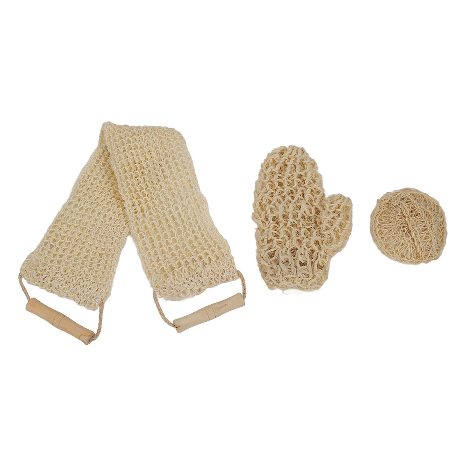 

Набор из 3 предметов для скрабирования тела, отшелушивающая перчатка из сизаля, набор для глубокой очистки душа, мочалка для дома