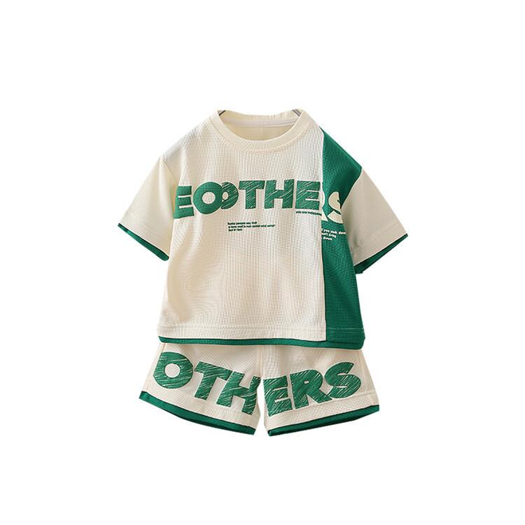 Trendy Summer Outfit Set For Boys Soft Cotton Short Sleeve Top And Shorts For Kids