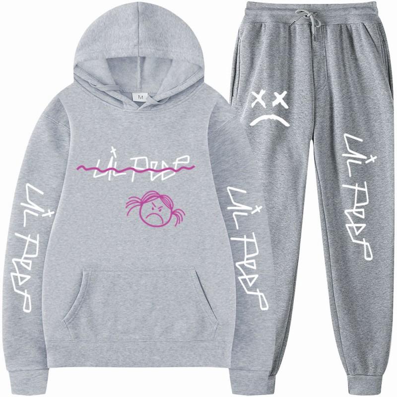 Mens Streetwear Hooded Sweatshirt Pants Set Casual Outfit Trendy Urban Style