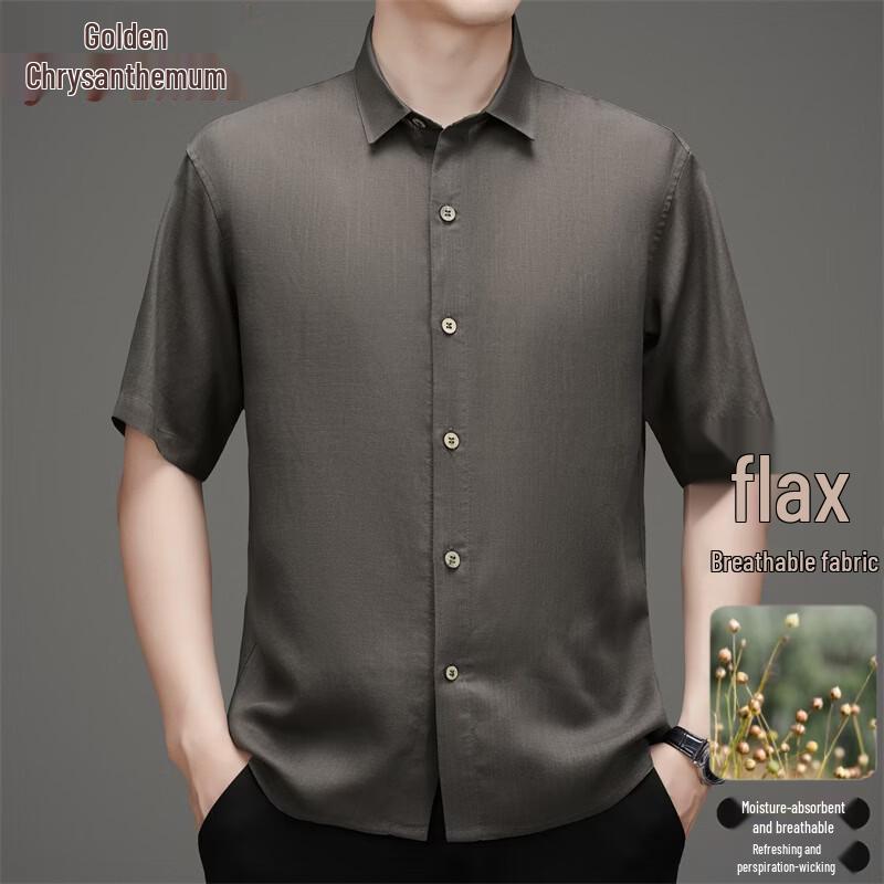 

Men s Linen Blend Short Sleeve Shirt 4XL
