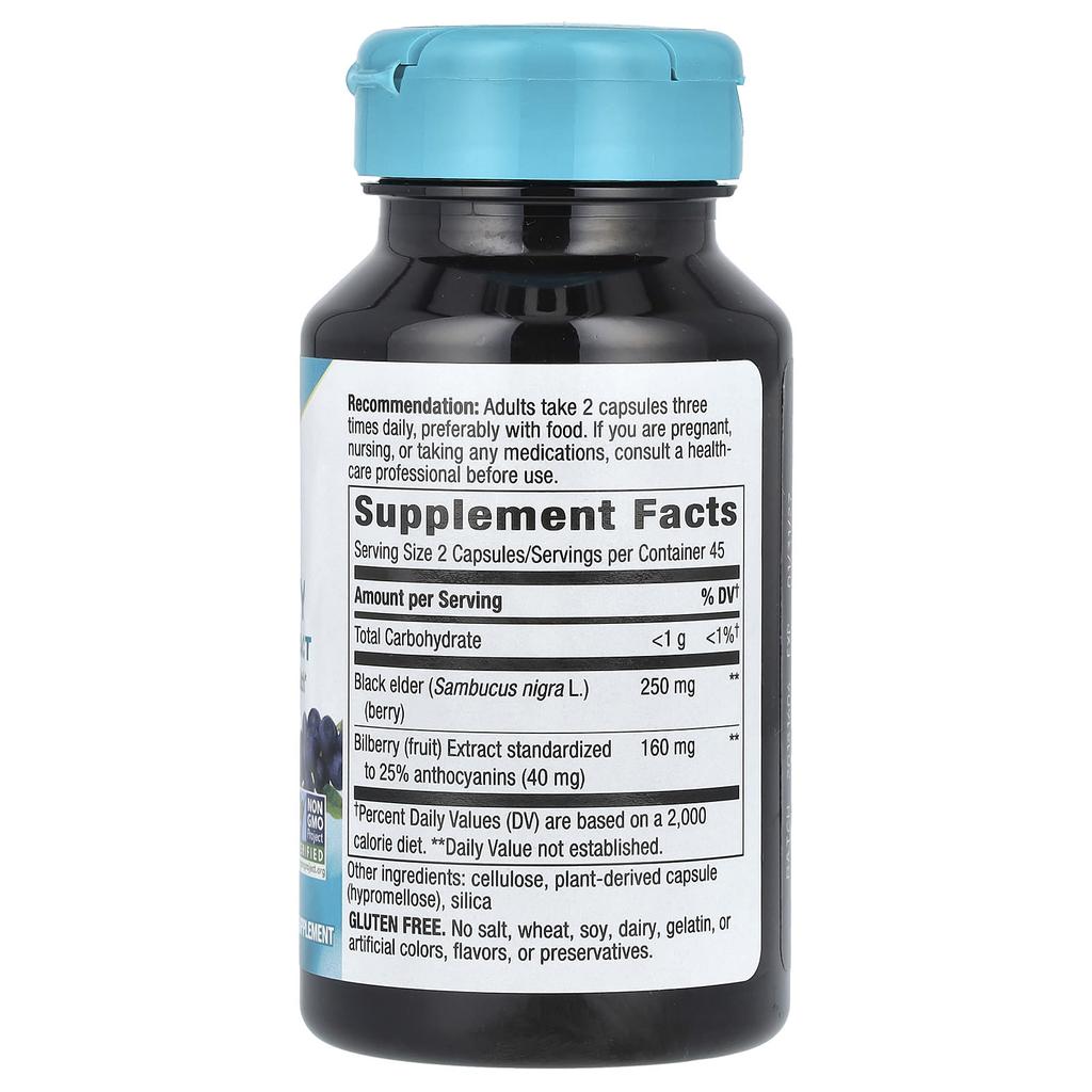 Nature's Way Bilberry Premium Extract, Vegan Capsules, 90