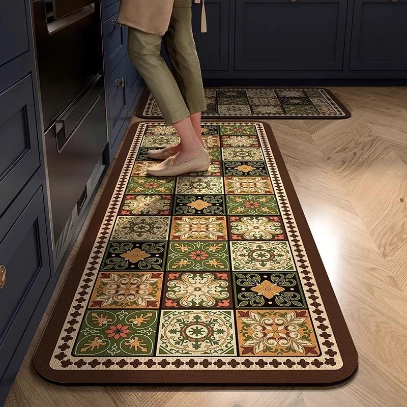 Kitchen Carpet PVC Leather Waterproof Oil-proof Anti-slip Floor Mat Non-slip Area Long Rug Home Decoration Alfombras De Cocina