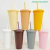 Reusable With Straws Lid Cold Drink Tumbler Flash Powder Water Bottle Plastic Drinkware Tumblers Straw Drinking Cup