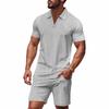 Men's Summer New Waffle Collar Polo Short-sleeved Suit