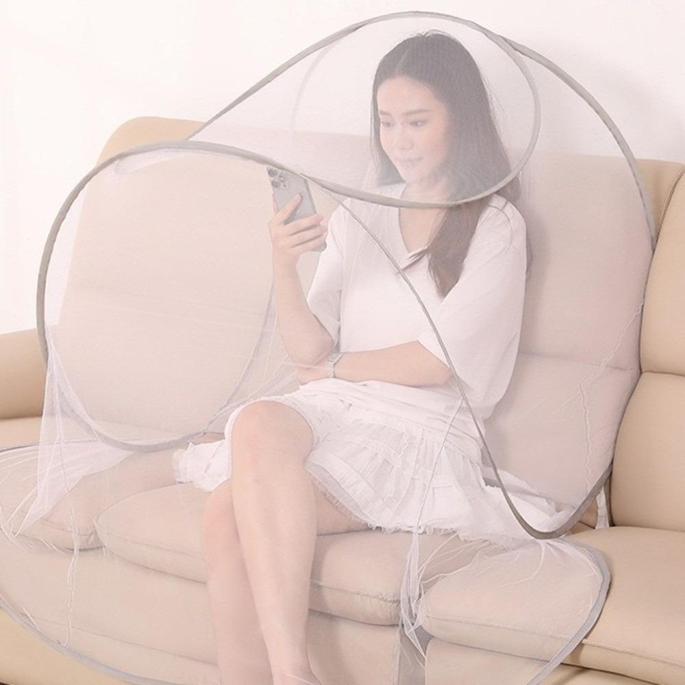 

Foldable Face Head Mosquito Net High-Density Mesh Mosquito Net Stand Mosquito Bar Frame Summer серый