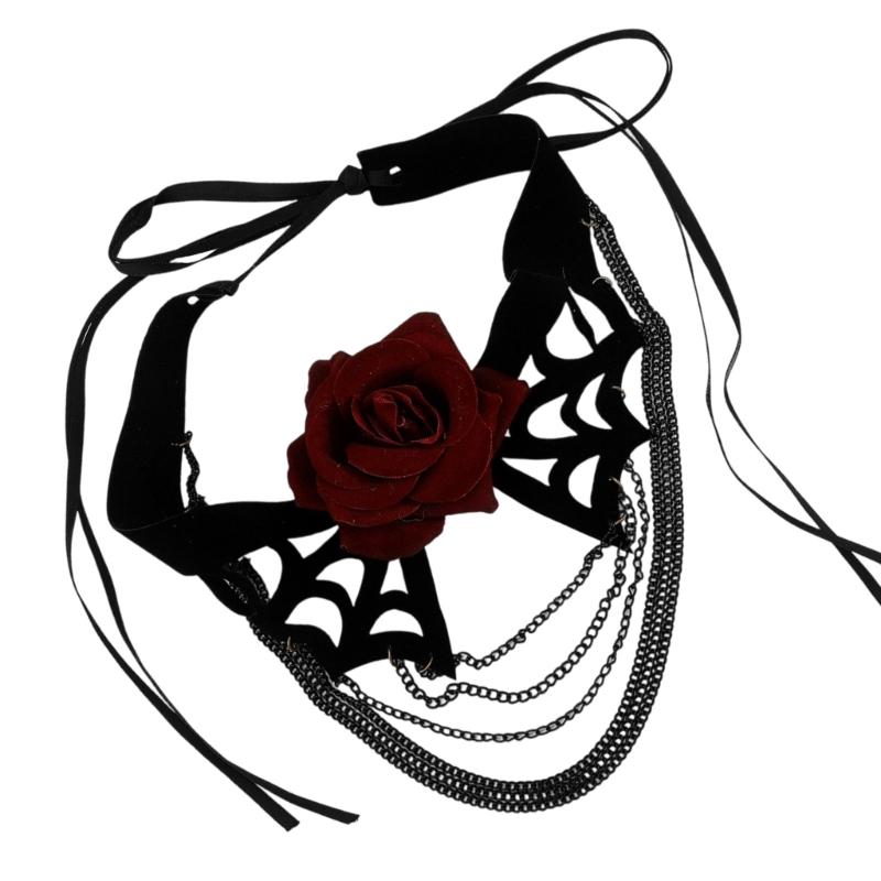 Weiche samtige mehrsträngige Fransen-Halskette Leichtes Spinnennetz-Design Kostüm-Party-Accessoire