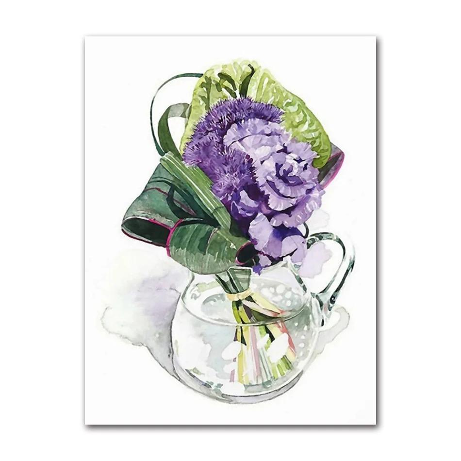 Sunflower Floral Lilac Watercolor Posters Boho Wall Art Canvas Painting Prints Pictures Nordic Style Living Room Interior Decor