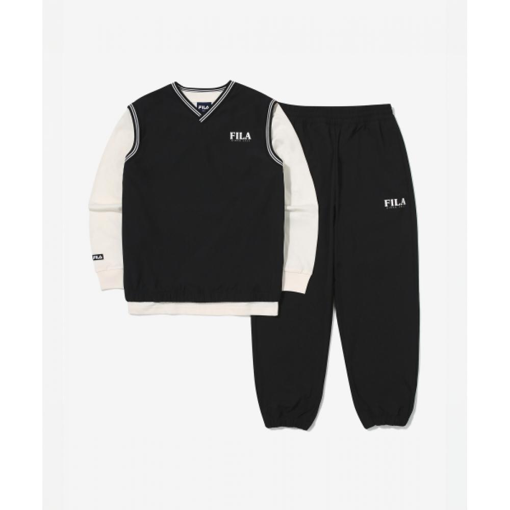 3pcs Woven Vest Top And Bottom Set  Fk2fsg3101xblk 